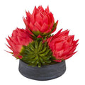 17" Triple Musella and Succulent Artificial Arrangement in Decorative Bowl