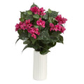 18" Bougainvillea Artificial Plant in White Planter