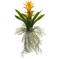 18" Bromeliad Artificial Plant in White Planter