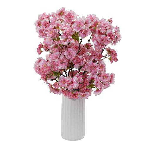 18" Cherry Blossom Artificial Arrangement in White Vase