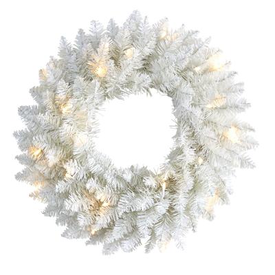 18" Colorado Spruce Artificial Christmas Wreath with 129 Bendable Branches and 20 Warm LED Lights