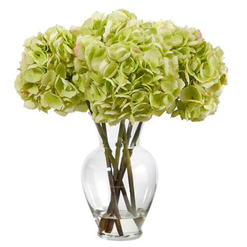 18" Hydrangea Artificial Arrangement in Glass Vase
