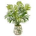 18" Mini Areca Palm Artificial Plant in Floral Vase
