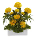 19" Mum and Cyperus Artificial Arrangement in White Vase
