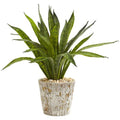 19" Sansevieria Artificial Plant in Weathered Oak Planter