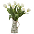 19" Tulip Artificial Arrangement in Floral Pitcher