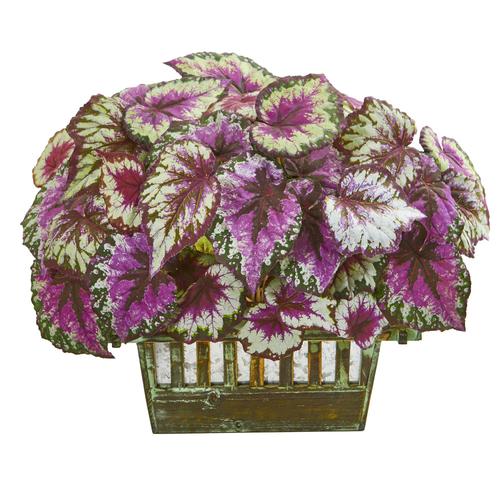 19" Wax Begonia Artificial Plant in Decorative Planter