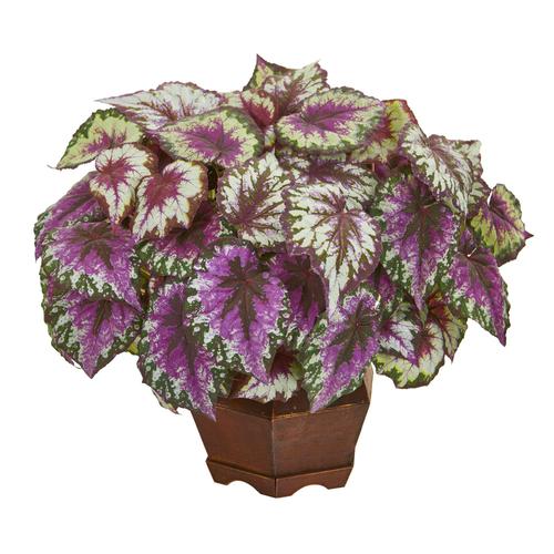 19" Wax Begonia Artificial Plant in Decorative Planter