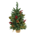 2'Pine, Pinecone and Berries Artificial Christmas Tree with 35 LED Lights and 86 Bendable Branches