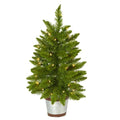 2'Providence Pine Artificial Christmas Tree in Decorative Planter with 35 Warm White Lights and 51 Bendable Branches