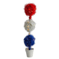 2'Red, White and Blue “Americana" Artificial Topiary Plant with 35 Warm LED Lights