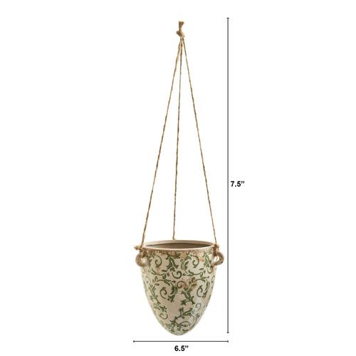 2'Tuscan Hanging Ceramic Scroll Planter