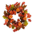 20" Autumn Assorted Maple Leaf, Pumpkin Gourd, Pinecone and Berry Artificial Fall Wreath