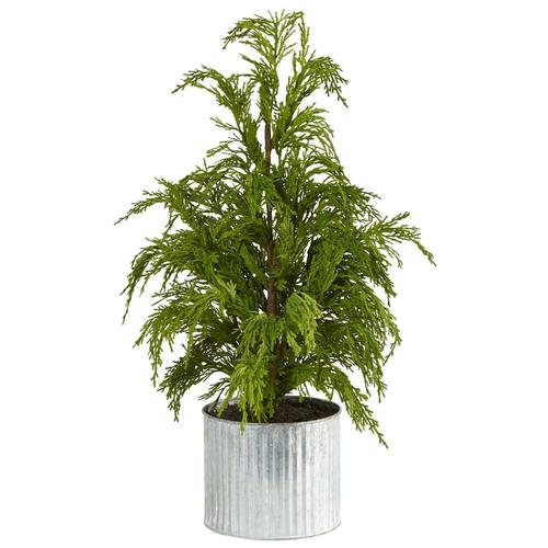 20" Cedar Pine “Natural Look" Artificial Tree in Decorative Planter