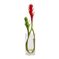 20" Mini Star Bromeliad Artificial Arrangement in Glass Vase