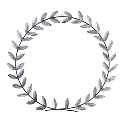 20" x 20" White Metal Olive Leaf Wall Decor