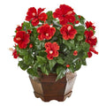 21" Hibiscus Artificial Plant in Decorative Planter