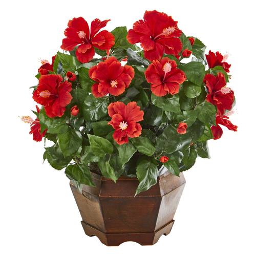 21" Hibiscus Artificial Plant in Decorative Planter