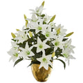 21" Lily Artificial Arrangement in Designer Gold Bowl