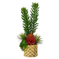 21" Mixed Succulent Artificial Plant in Gold Planter