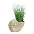 21" Onion Grass Artificial Plant in Shell Shaped Planter