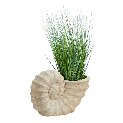 21" Onion Grass Artificial Plant in Shell Shaped Planter