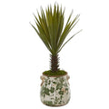 21" Spiky Agave Artificial Plant in Floral Planter