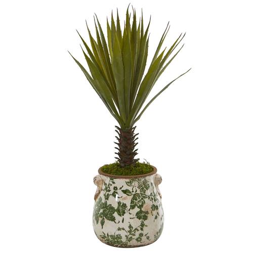 21" Spiky Agave Artificial Plant in Floral Planter