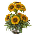 21" Sunflower and Mixed Greens Artificial Arrangement in Silver Vase