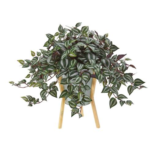 21" Wandering Jew Artificial Plant in Green Planter with Legs