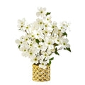22" Dogwood Artificial Arrangement in Gold Vase