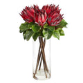 22" King Protea Artificial Arrangement in Glass Vase