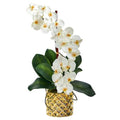 22" Phalaenopsis Orchid Artificial Arrangement in Gold Vase