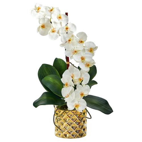 22" Phalaenopsis Orchid Artificial Arrangement in Gold Vase