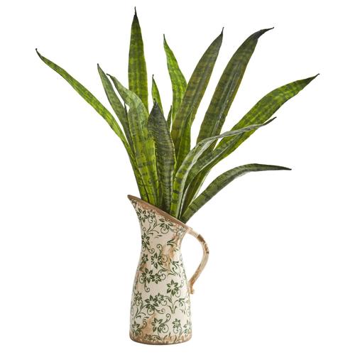 22" Sansevieria Artificial Plant in Floral Pitcher