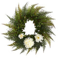 23" Assorted Fern and Chrysanthemum Artificial Wreath