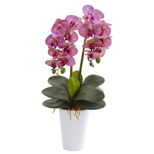 23" Double Phalaenopsis Orchid Artificial Arrangement in Vase