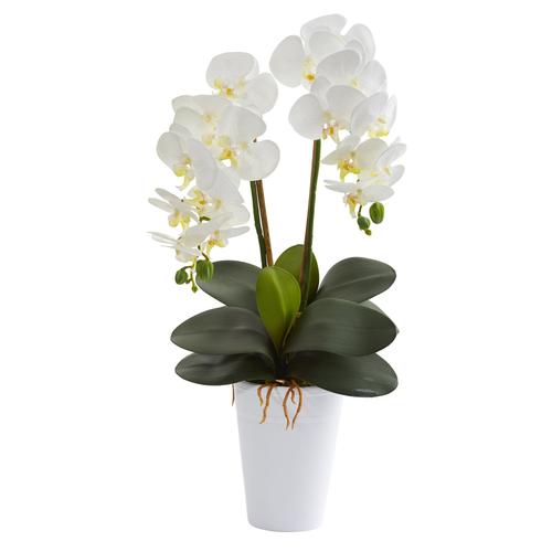 23" Double Phalaenopsis Orchid Artificial Arrangement in Vase