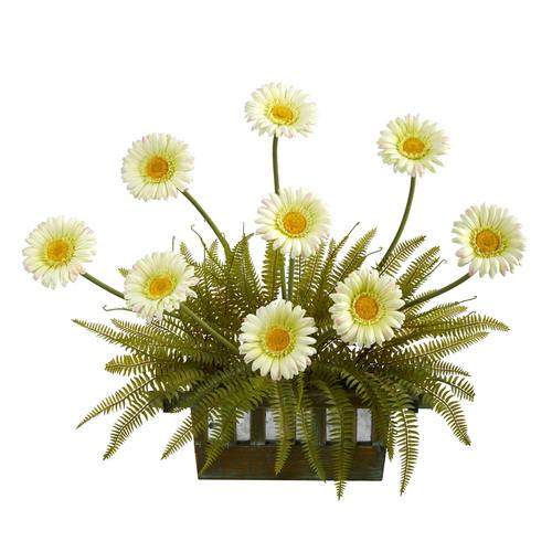 23" Gerber Daisy and Fern Artificial Arrangement in Vase
