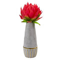 23" Musella Artificial Arrangement in Stoneware Oval Vase with Gold Trimming