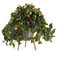 23" Strawberry Artificial Plant with Berries in Green Planter with Stand