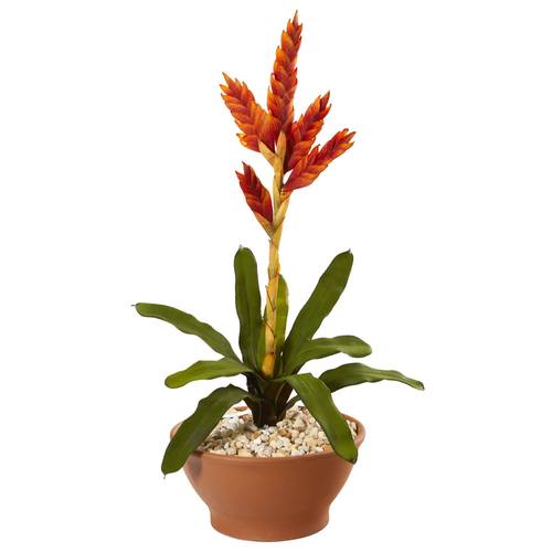 23" Tropical Bromeliad Artificial Plant in Terracotta Planter