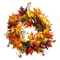 24" Autumn Maple Leaf and Berries Artificial Fall Wreath with Twig Base