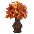 24" Autumn Maple Leaf Artificial Plant in Decorative Planter