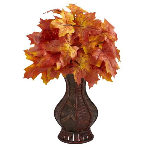 24" Autumn Maple Leaf Artificial Plant in Decorative Planter