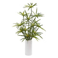 24" Cyperus Artificial Plant in White Planter