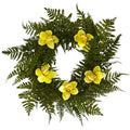 24" Mixed Fern and Cymbidium Orchid Artificial Wreath