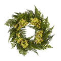 24" Mixed Fern and Phalaenopsis Orchid Artificial Wreath