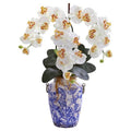 24" Phalaenopsis Orchid Artificial Arrangement in Weathered Ocean Vase