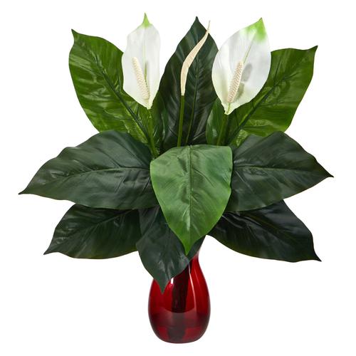24" Spathifyllum Artificial Plant in Ruby Planter